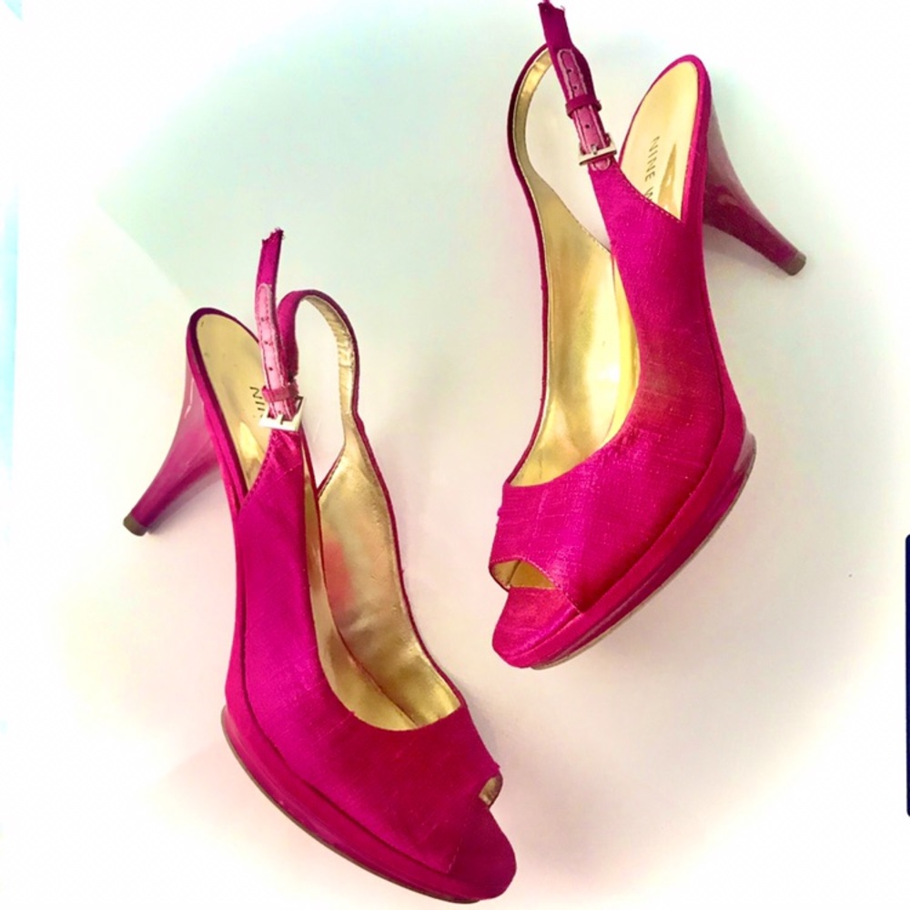 Vintage Nine West Slingback Heels Fuchsia Pink 7
